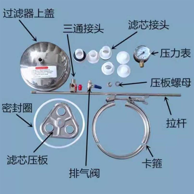 精密保安过滤器密封圈3芯 滤芯接头堵头卡箍盖子压力表配件