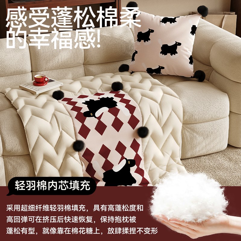 御尚居腊肠狗抱枕被车用二合一抱枕卡通空调被儿童午睡毯子折叠款