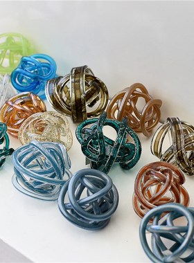 每周一三五10点上新/抽象艺术现代彩色玻璃麻团桌面装饰摆件B12-4