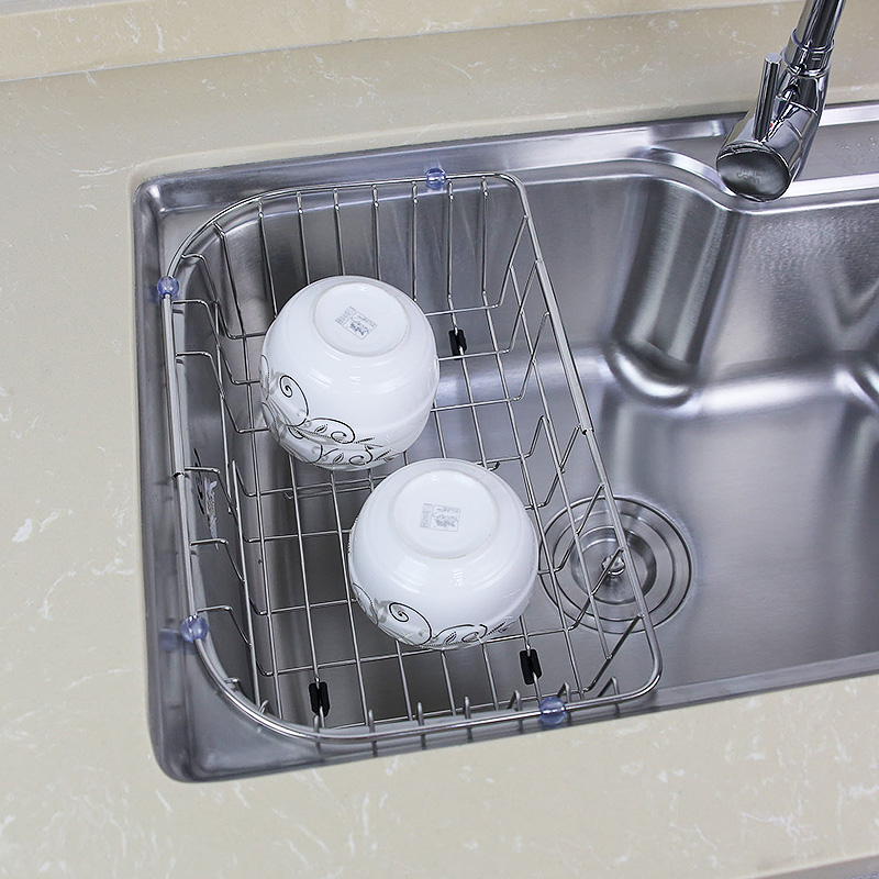 厨房不锈钢碗碟盘子收纳 沥篮槽池挂框可伸缩洗菜盒