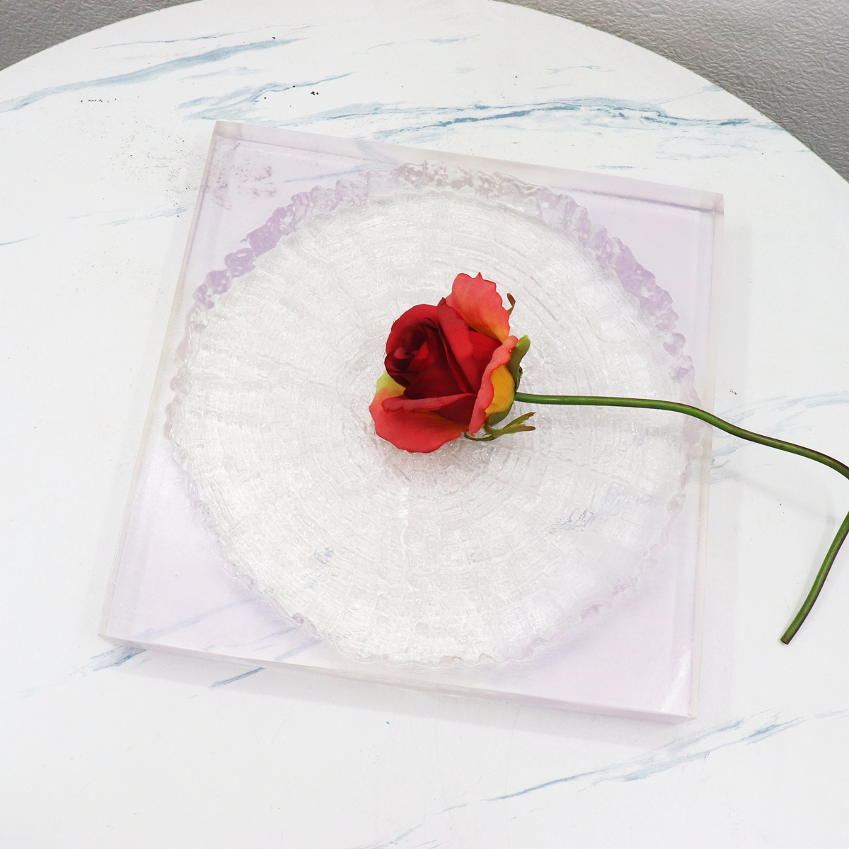 创意年轮透明树脂果盘家居软装饰品托盘轻奢样板间桌面工艺品摆件