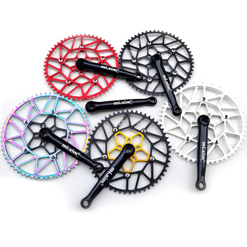 公路车小轮折叠车复古轻量方孔曲柄牙盘中轴正负齿单盘46-58T