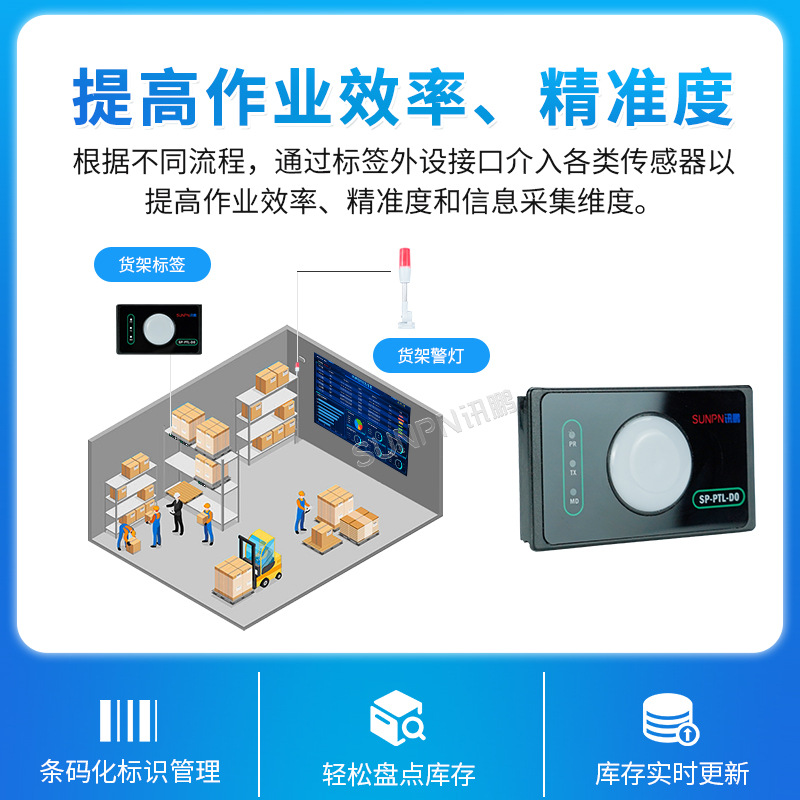 讯鹏PTL智能拣选系统货架电子标签仓储物流出库入库数据实时更新