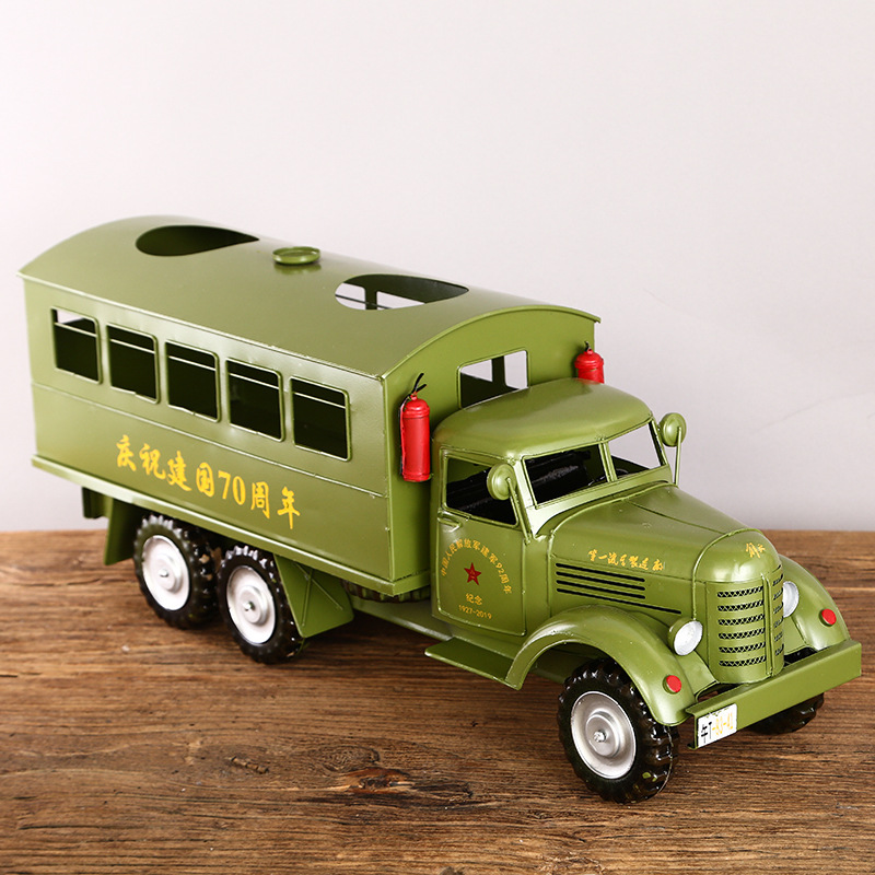 复古铁艺军车酒架双位摆件餐厅酒吧家居软装饰品道具创意卡车模型