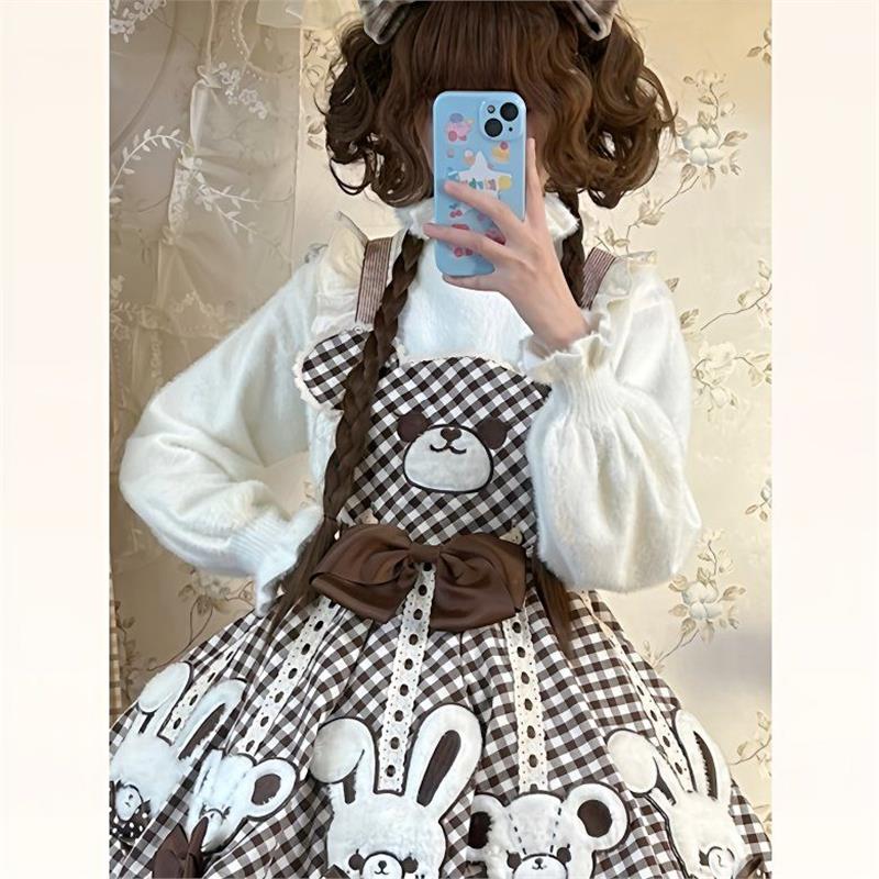 软咩咩仿貂绒秋冬打底可爱泡泡袖Lolita高领毛衣针织保暖内搭