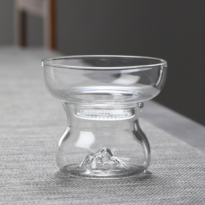 品盏堂激光打孔观山茶漏纯玻璃过滤网茶隔漏斗滤茶器茶Y叶分离滤