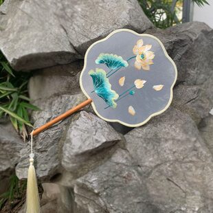 刺绣团扇古风扇子古风团扇子舞蹈扇古典舞扇子双面绣团扇舞蹈专用