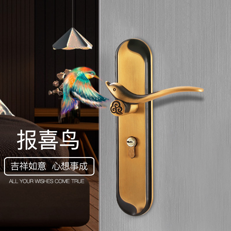 欧式房门静音通用k型轴承木门锁具合金黄古铜门锁耐奢铝执手锁