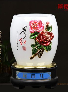 琉璃玉笔筒摆件工艺品办公室创意装饰品摆设商务礼品送领导