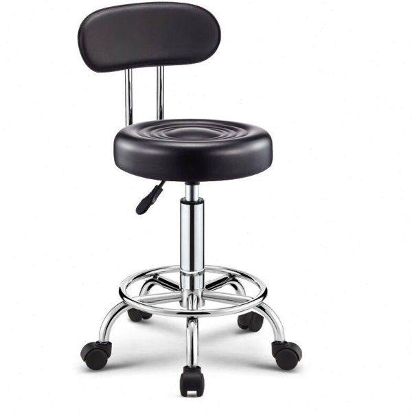 柏钢升降旋转凳滑轮款带靠背实验室办公室收银吧台圆凳椅子工作椅