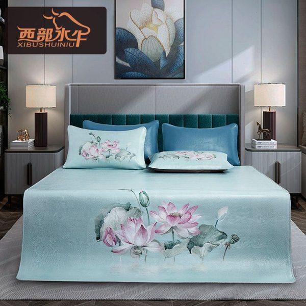 【超厚】彩绘席1.5米1.8m头层水牛皮凉席子真皮可折叠软席三件套,床上用品,牛皮席,淘宝优惠券,粉丝福利购,淘宝优惠卷