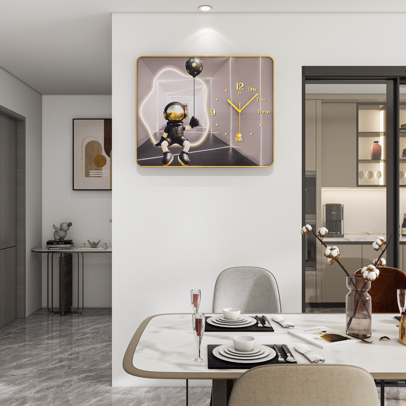 网红创意电表箱钟表客厅挂钟的轻奢钟时钟挂墙家用背景装饰画挂表