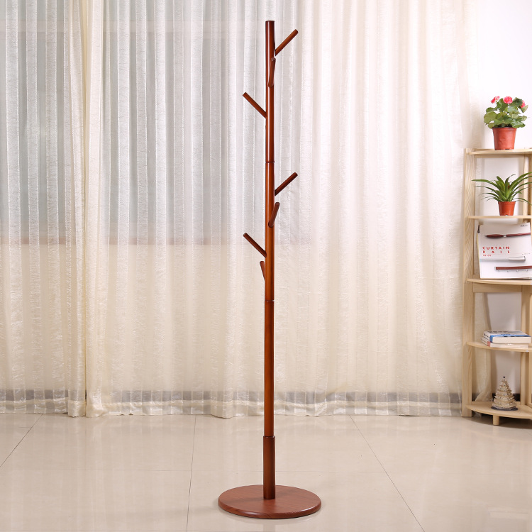 包邮落地实木衣帽架 圆盘底座晾衣架 卧室挂衣架 酒店客厅衣帽架