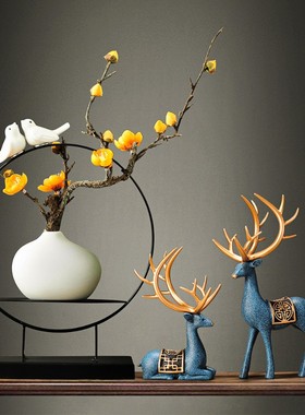 创意家居装饰品新中式q鹿花瓶摆件电视柜酒柜摆设客厅书房玄关创