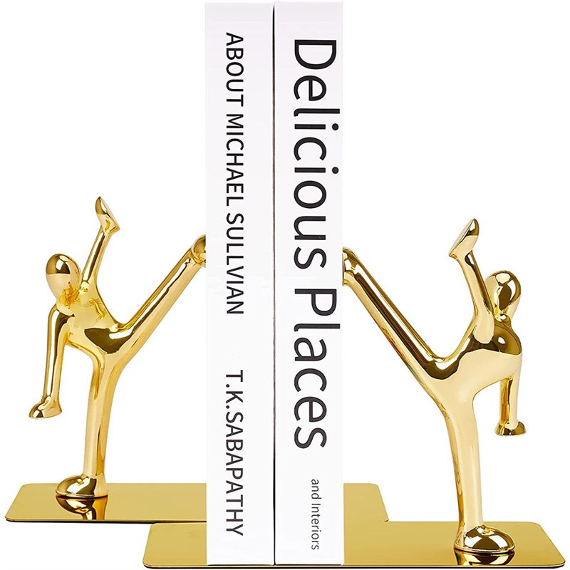 不锈钢书立书靠踢腿创意桌面金属收纳书架轻奢金色样板间书房书挡