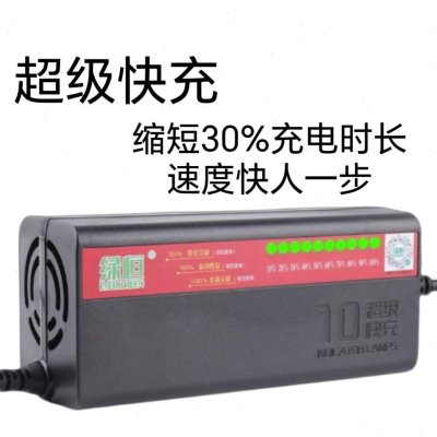 绿恒10灯智能三轮四轮两用充电器快充脉冲修复防阻燃充满自动关机图片