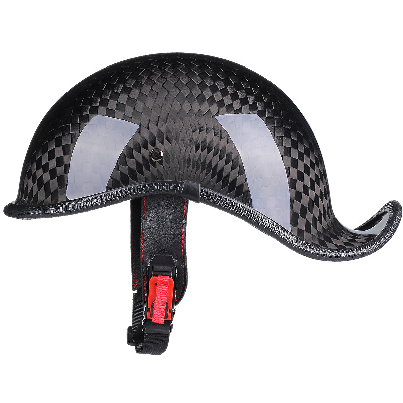 碳纤维日式复古摩托车头盔哈雷电动车半盔男女翘尾瓜皮Y水瓢盔夏