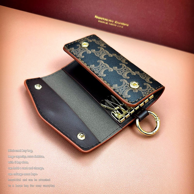 大容量男女款式多功能皮锁匙包牛皮配皮汽车钥匙包遥控收纳包挂扣