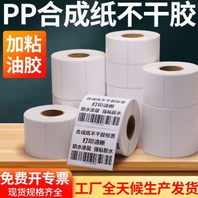 PP合成纸不干胶标签纸70-75哑光空白定做强粘通信管材条码打印纸