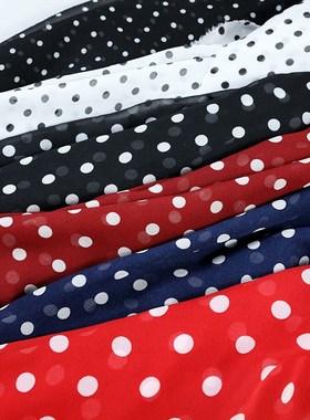 50d雪纺珠薄透经j典白色黑色斑点点子波点0.5cm1cm2cm酒红大红藏