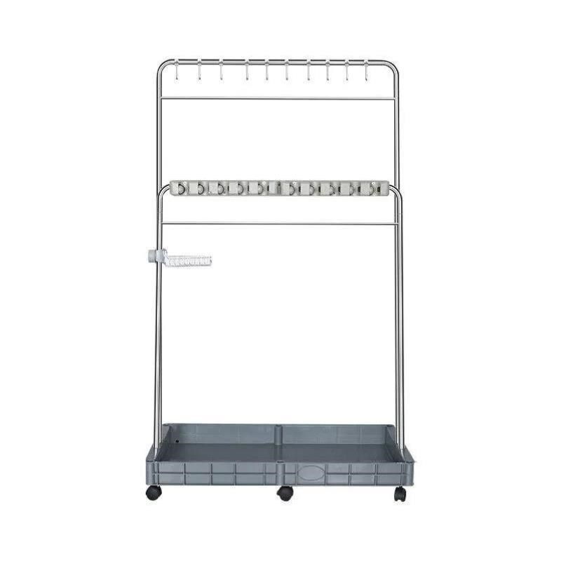 劳保佳拖把架落地式不锈钢可移动拖把挂架收纳卫生间扫把置物拖布