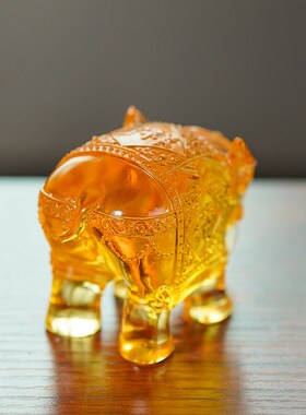 古法琉璃吉祥象家居客厅办公室桌面摆件吉象装饰礼品乔迁开业送礼