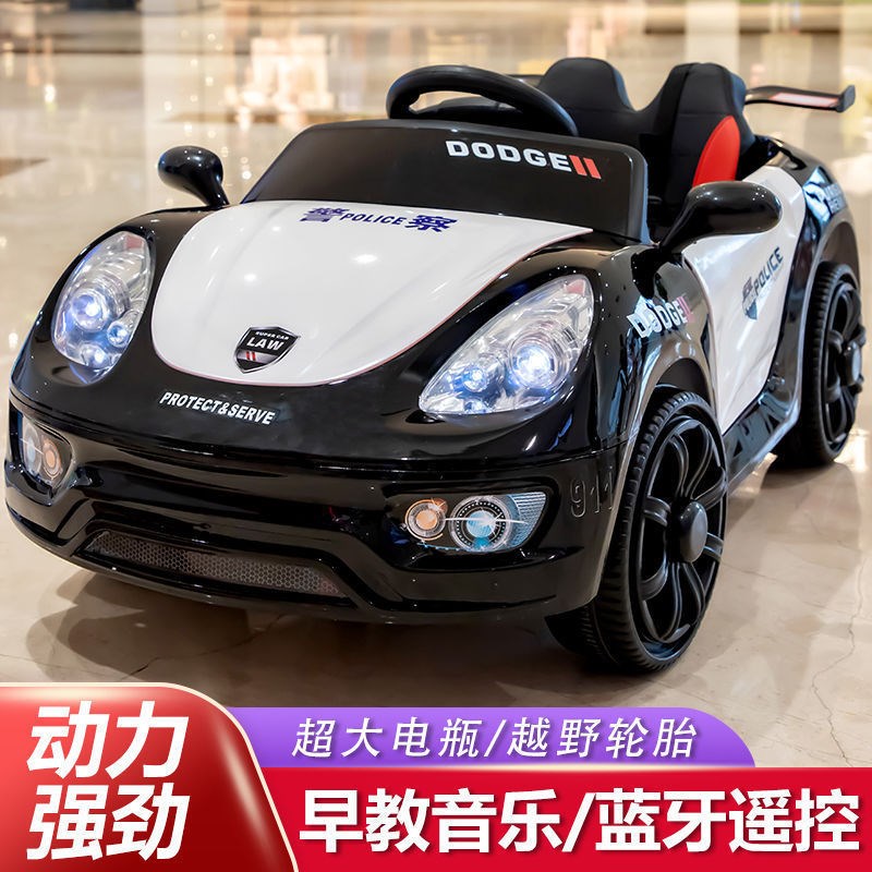 儿童电动汽车遥控可坐人四轮双驱玩具警车男女小孩宝宝婴幼充电大
