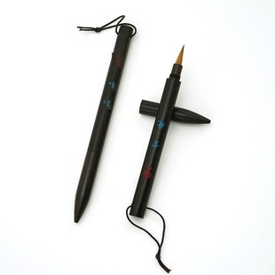 便捷式口袋小楷毛笔带笔帽黑檀木杆纯狼毫小楷抄经临帖笔高档文房