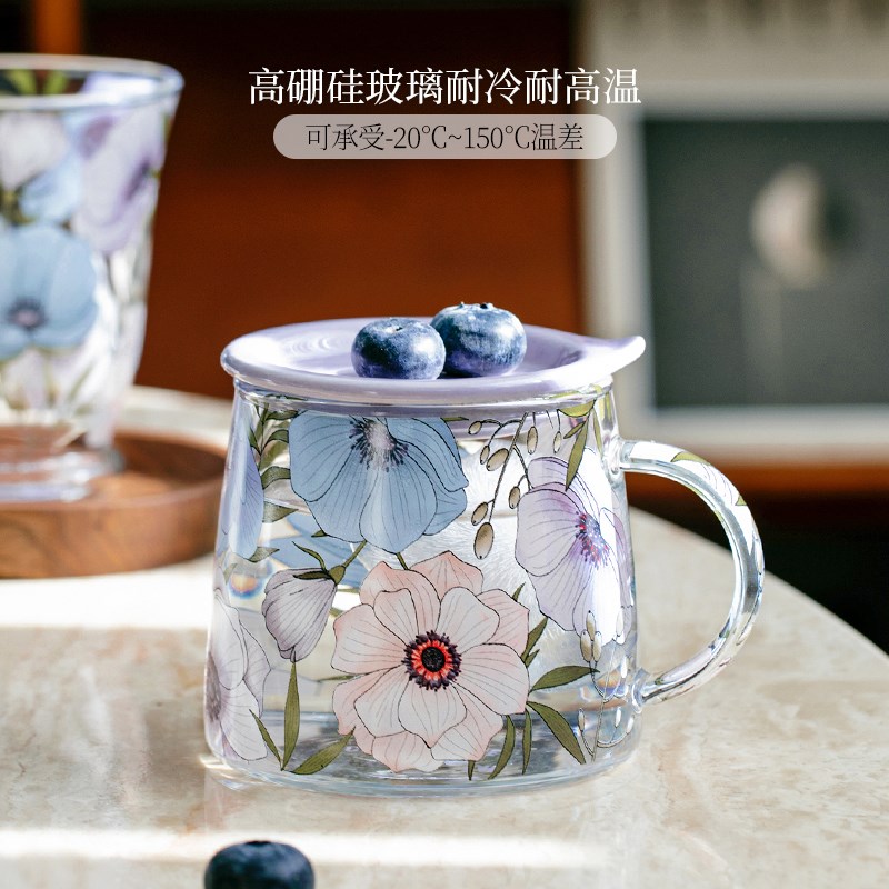 西比尔莲花玻璃水壶玻璃杯家用耐高温泡茶壶水具套装大容量冷水壶