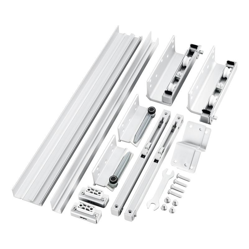 外挂式隐藏电视柜移门轨道书柜推拉平移门电动滑轨双W缓冲五金配