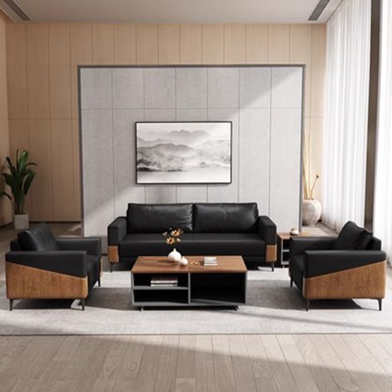 办公室沙发商务会客简约现代办公沙发三人位办公沙发批发茶几组合