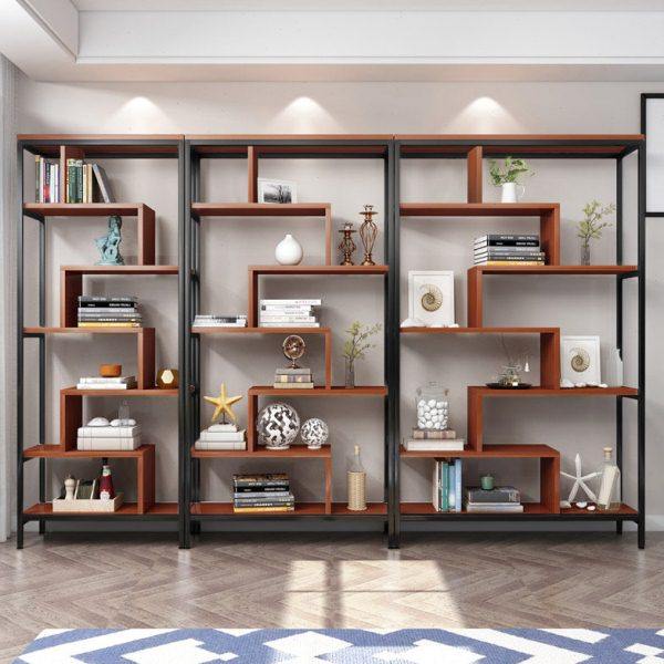 简约现代博古架隔断书架置物架落地多宝阁客厅办公茶叶货架展示架