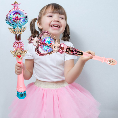 仙女棒儿童魔法棒女童发光的爱心玩具女孩粉色旋转公主音乐魔仙棒