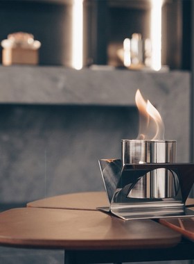 VELUTA桌面酒精壁炉真火壁炉台面火炉装置艺术烛台创意情侣暖手炉