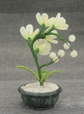 天然玉石兰花创意玉雕工艺品式风格家具高端客厅玄关书房盆