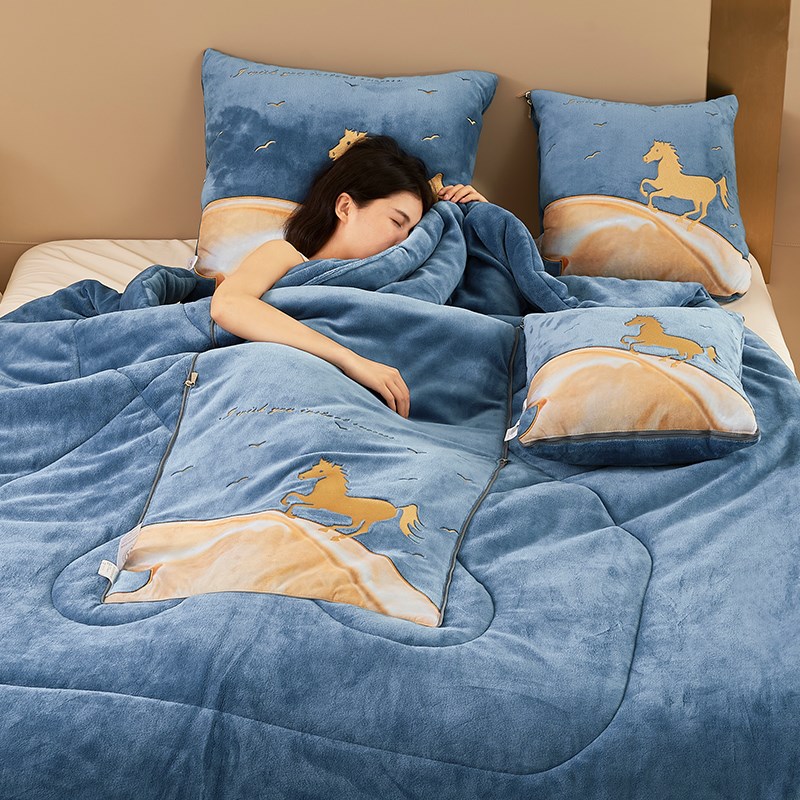 抱枕被子两用二合一冬天加厚车用折叠午睡毯子办公室枕头被