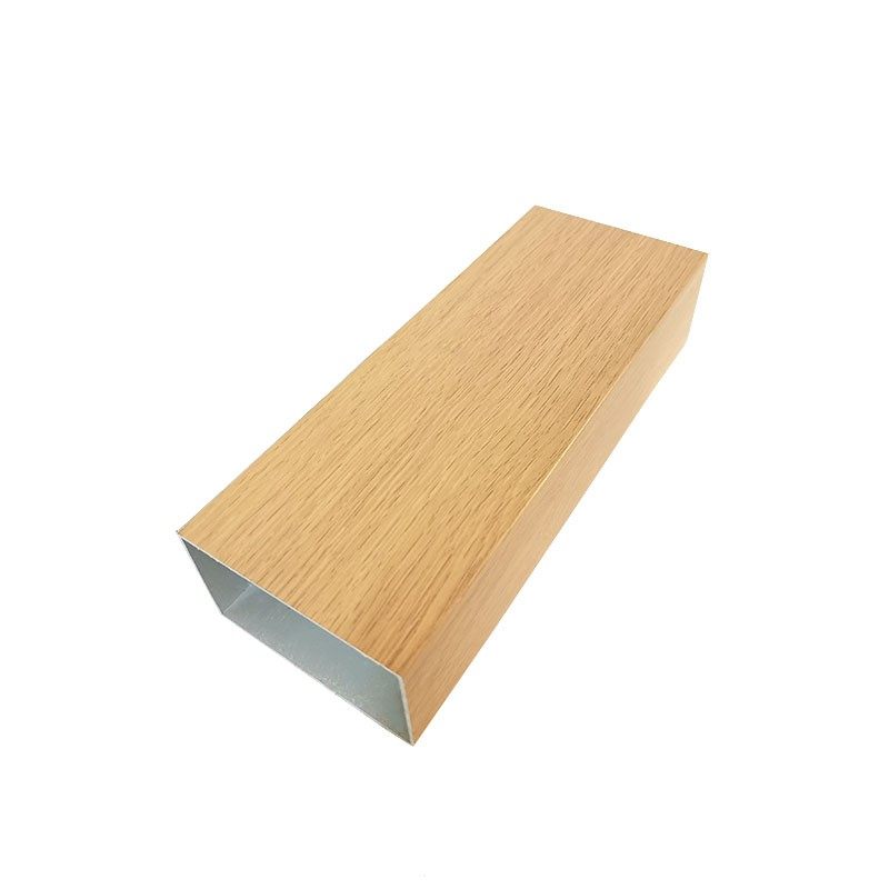 现货浅木纹铝方管原木色铝合金方管装饰橡木色隔断口型水曲柳扁管