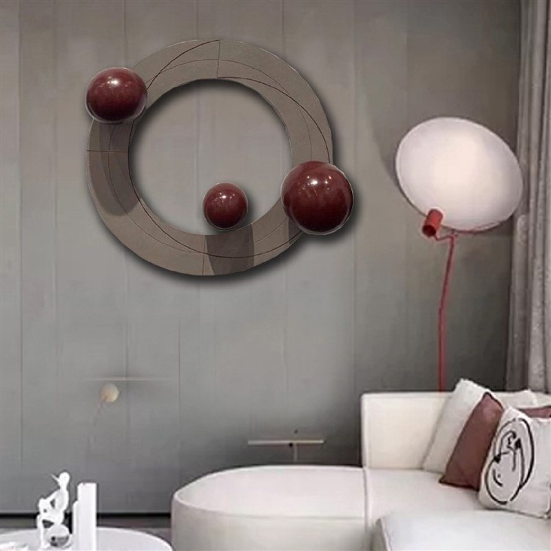 沙发背景墙装饰画高级感艺术挂饰现代样板间金属圆形墙画客厅挂画