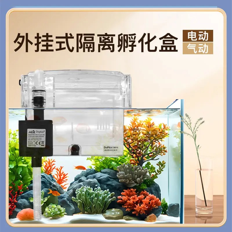 鱼缸隔离盒孵化盒藻盒外置u水泵电动隔离盒缸外繁殖盒幼鱼孵化器