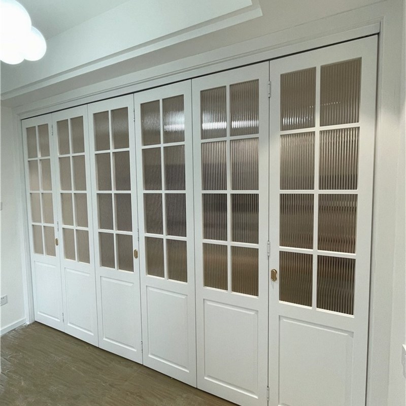 折叠门格子玻璃门现代极简约定制实木复合烤漆上吊轨无下轨推拉门