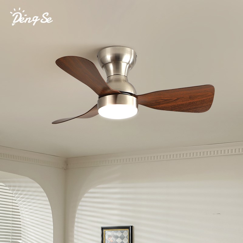 中古包豪斯风扇灯复古胡桃木色家用静音护眼书房卧室房间吊扇灯具