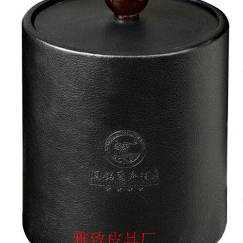 现货黑色荔枝纹皮革冰桶不锈钢冰粒桶KTV酒吧酒店家用冰桶冰酒桶