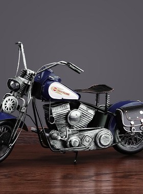 复古怀旧哈雷摩托车客厅电视柜酒柜仿真铁K艺车模型家居装饰品摆