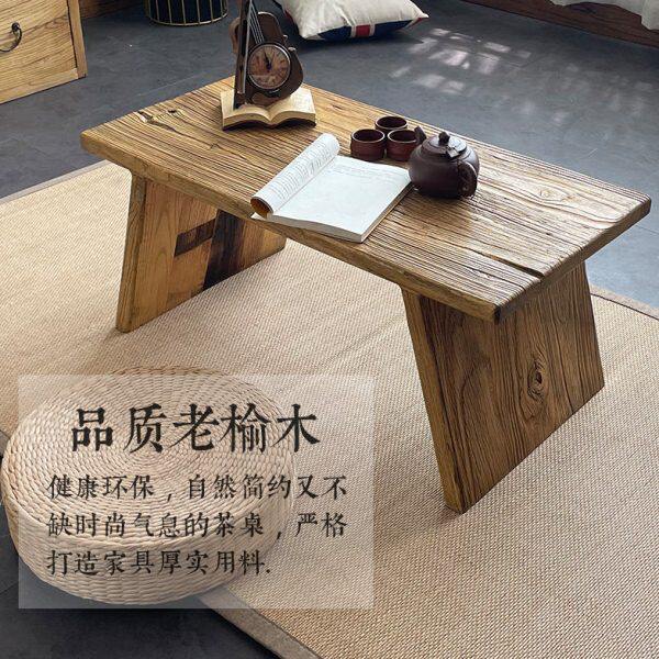 老榆木茶桌门板茶几实木家用炕桌复古禅意榻榻米矮桌旧木桌可定做