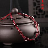 石榴石脚链不规则石榴石手链酒红石榴石手链手工编织