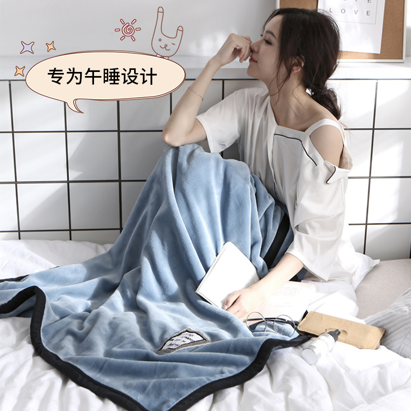 小毛毯被子办公室午睡毯沙发用盖毯单人空调毯子珊瑚绒加厚灰色