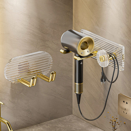 轻奢亚克力吹风机支架置物架免打孔卫生间电吹风壁挂风筒收纳架子