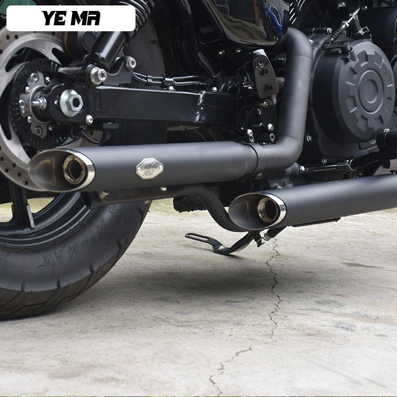 建设香帅重机XS650N眼镜蛇A排气管尾段改装配件声浪低沉浑厚直装