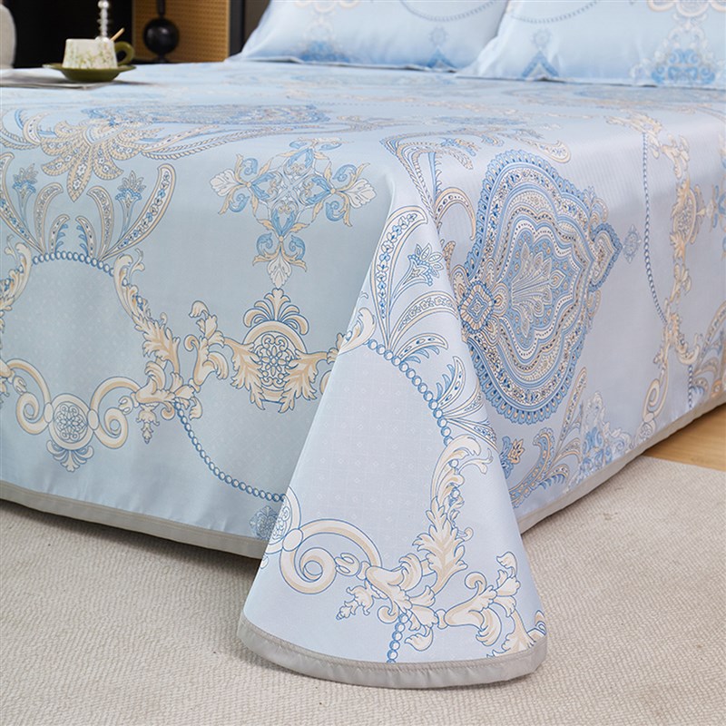 2025新款夏季欧式提花冰丝凉席三件套床单款可机水洗折叠空调软席