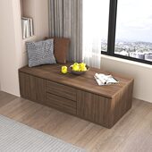 实木飘窗柜子落地矮柜卧室置物柜阳台储物柜可坐家用收纳抽屉定制